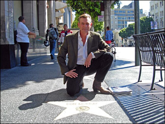 Actor Christopher Murray at his father Don Murray's star on the Hollywood Walk of Fame. He's trying to get his mother, actor Hope Lange, a star of her own, and Off-Ramp is charting his progress.