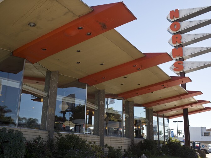 New owners have a demolition permit for the iconic Norms Restaurant building on La Cienega. The structure is representative of the Googie architecture movement which originated in Southern California.