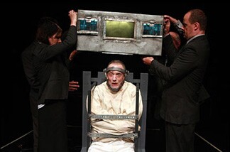 Kaili Hollister, Cameron Dye, and Brian T. Finney in The Actors' Gang production of 1984, now at the REDCAT.