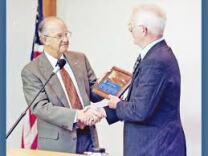 Clyde Smyth is awarded Santa Clarita Valley Man of the Year in 1992.