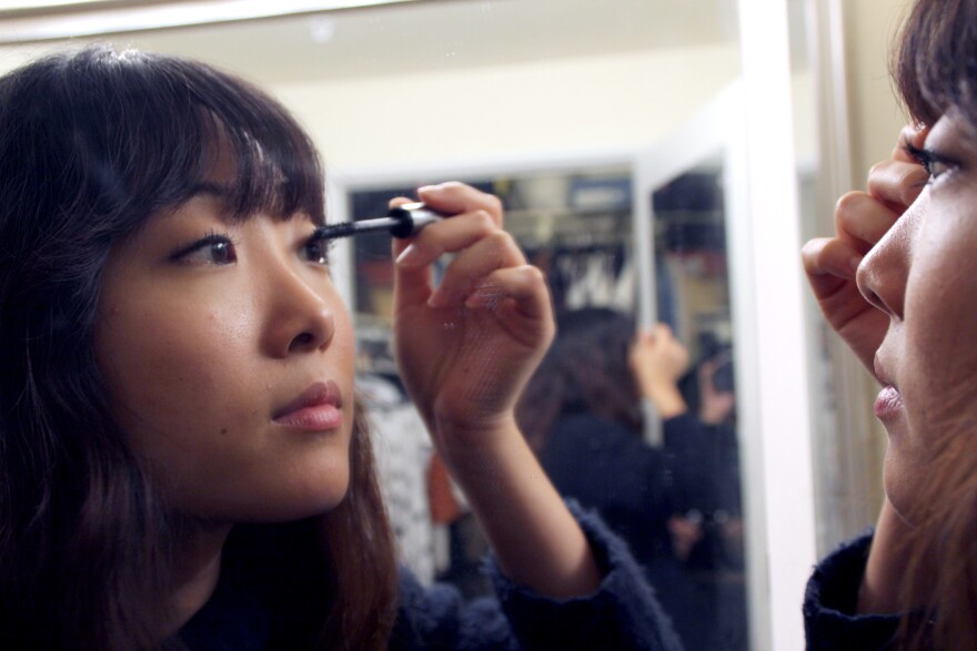 Kim gets ready to go to work. On some Sundays, you can find her working at Madewell, a popular retail store, in Pasadena.
