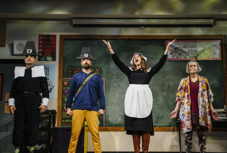 The cast of Larissa FastHorse's "The Thanksgiving Play" at the Geffen Playhouse.