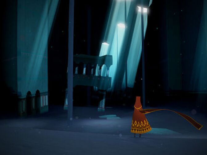 Still from the video game, Journey. The game's composer, Austin Wintory, scored the video game industry's first Grammy nomination.