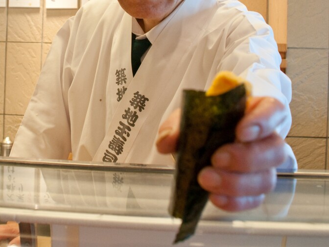 There isn't much better than being handed a freshly rolled maki for lunch, by the chef himself (even if he's a little bit grumpy!)