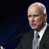 Governor of California Jerry Brown speaks during a panel conference at the One Planet Summit on December 12, 2017, at La Seine Musicale venue on l'ile Seguin in Boulogne-Billancourt, west of Paris.
?The French President hosts 50 world leaders for the "One Planet Summit", hoping to jump-start the transition to a greener economy two years after the historic Paris agreement to limit climate change. / AFP PHOTO / Eric FEFERBERG        (Photo credit should read ERIC FEFERBERG/AFP/Getty Images)