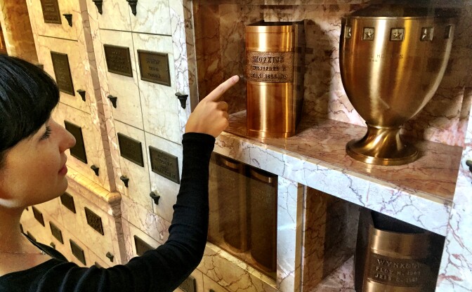 Elizabeth Harper of All the Saints You Need to Know with cremains urns that indicate the decedents' personalities. She knows a librarian who would be delighted to rest forever in an urn shaped like a book.