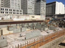Construction sites like the future Park Fifth develop dot downtown Los Angeles.