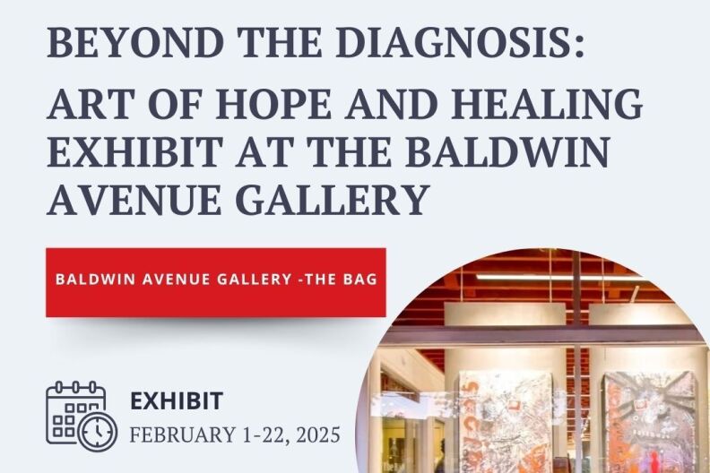A poster for the art exhibit "Beyond the Diagnosis".
