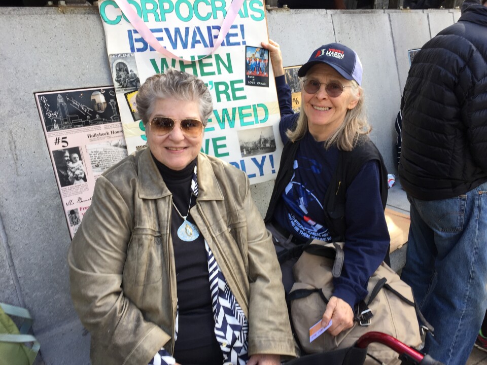 Sondra Hale (right) and Katherine King (left) both attended the Women's March of Los Angeles. They are retired UCLA professors.