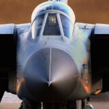 A pilot lands a RAF Tornados at Lossiemouth air base on March 18, 2011 in Lossiemouth, Scotland.