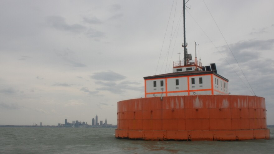 Investors hope to someday build lake-based turbines on Lake Erie. Right now the only structure on the water outside Cleveland is a century-old, ironclad water intake "crib," which is topped with instruments that monitor wind speeds and other meteorological data.