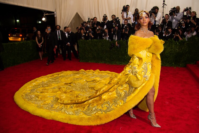 Rihanna arrives at The Metropolitan Museum of Art's Costume Institute benefit gala celebrating "China: Through the Looking Glass" on Monday, May 4, 2015, in New York. (Photo by Charles Sykes/Invision/AP)