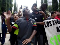 Fast food workers went on strike nation-wide to protest for a $15 minimum wage outside of the Central Library in Downtown Los Angeles.
