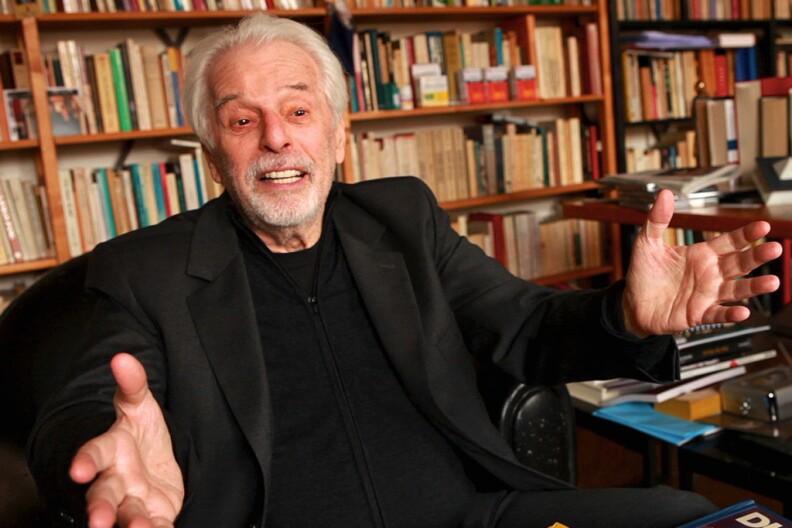 Filmmaker Alejandro Jodorowsky being interviewed for the documentary "Jodorowsky's Dune"