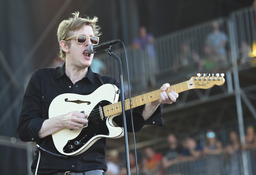:  Britt Daniel of Spoon performs during the 2015 Bonnaroo Music & Arts Festival - Day 4 on June 14, 2015 in Manchester, Tennessee. 