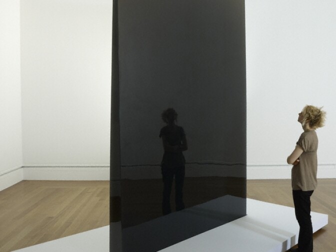 Valentine's "Gray Column" on public display for the first time at the Getty. The sculpture is twelve feet high, eight feed wide and 3500 pounds.