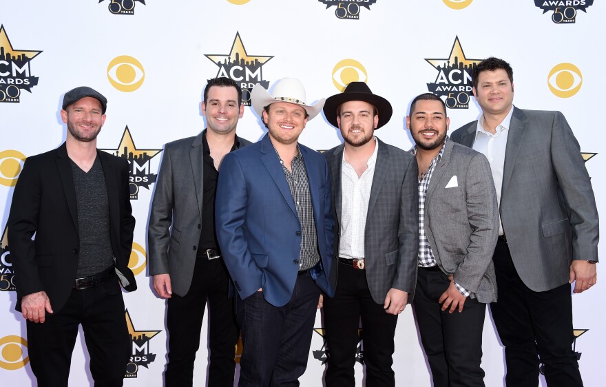 ARLINGTON, TX - APRIL 19: (L-R) Musicians Austin Davis, Caleb Keeter, Josh Abbott, Preston Wait, Edward Villanueva and James Hertless of the Josh Abbott Band attend the 50th Academy of Country Music Awards at AT&T Stadium on April 19, 2015 in Arlington, Texas. (Photo by Jason Merritt/Getty Images)