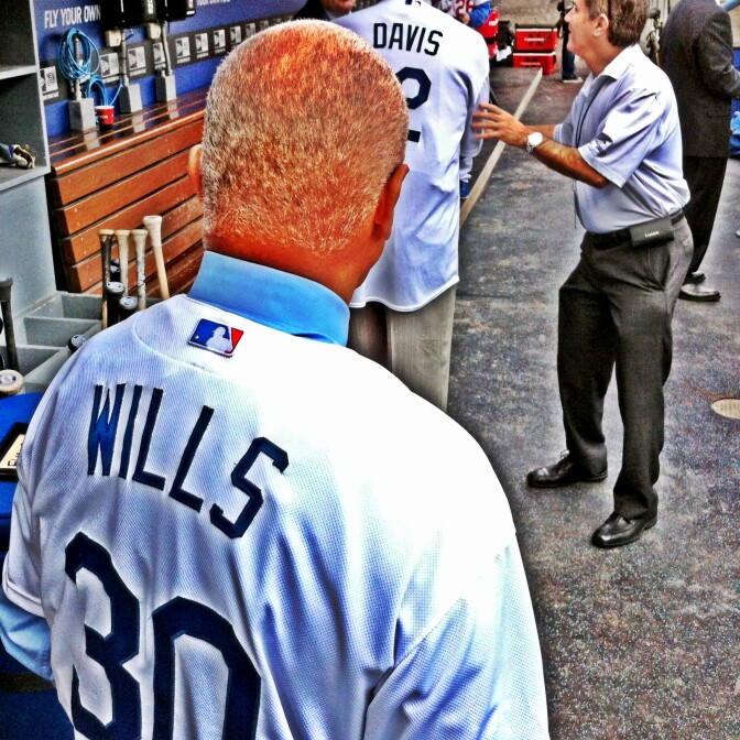 Maury Wills suits up for Opening Day, 2013.