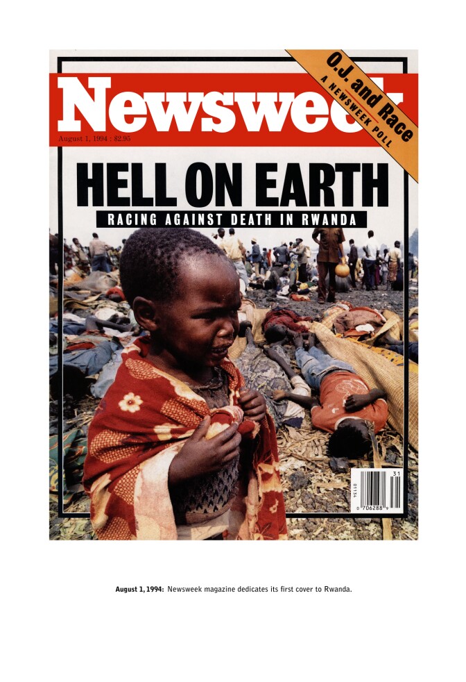 Alfredo Jaar
Chilean, born 1956
Untitled (Newsweek) (detail), 1995
Inkjet print
Sheet: 48.3 X 33 cm (19 X 13 in.)
Courtesy Alfredo Jaar and Galerie Lelong, New York
© Alfredo Jaar, courtesy Galerie Lelong, New York