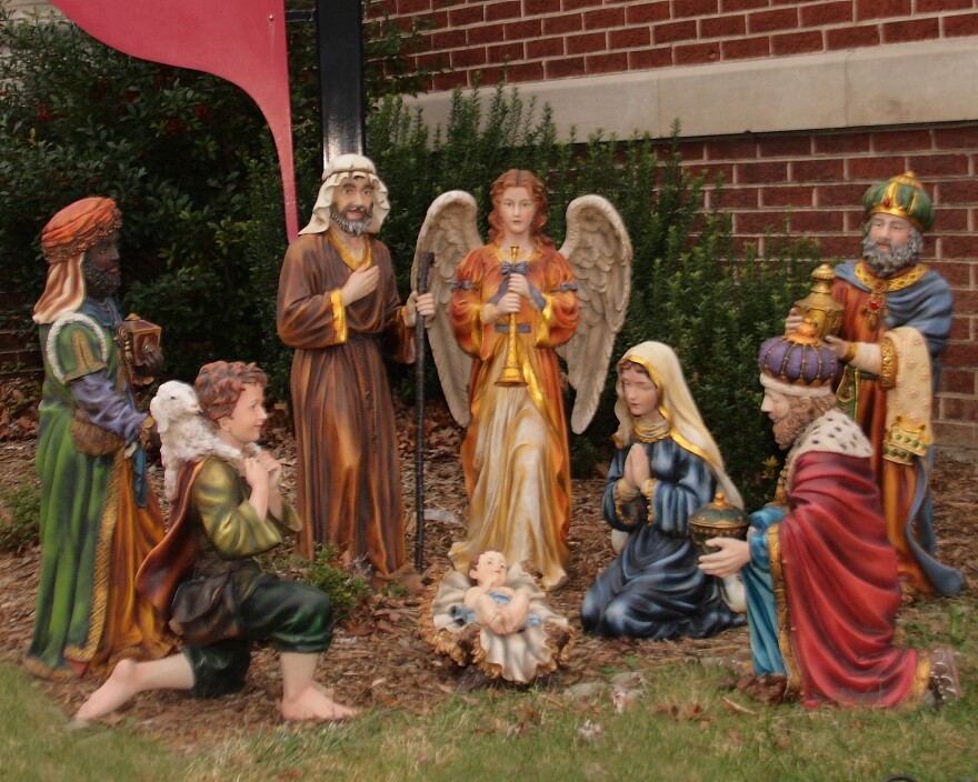 A nativity scene at a Methodist church. 
