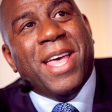 Former basketball player Earvin "Magic" Johnson speaks at a forum on HIV/AIDS on Capitol Hill on May 13, 2009 in Washington, DC.