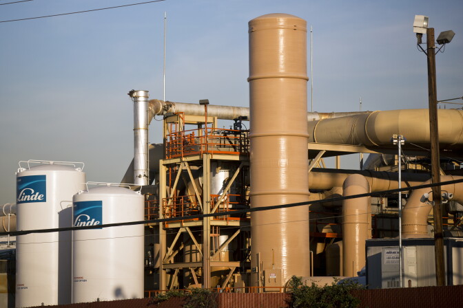 Quemetco in the City of Industry recycles 600 tons of lead from batteries each day. The battery recycler is pictured here on Wednesday, Nov. 18, 2015.