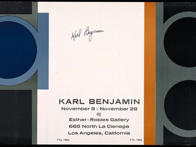 Poster for Karl Benjamin exhibition at the Esther-Robles Gallery in Los Angeles, 1964. 