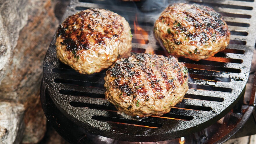 <em>Bon Appetit</em> editor Adam Rapoport compiled recipes from all over the world for <em>The Grilling Book</em>. Pictured here are Lamb Burgers with Moroccan Spices.