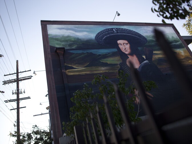 This piece titled "Pacoima's Art Revolution" represents local artists' efforts to keep murals legal in Los Angeles.