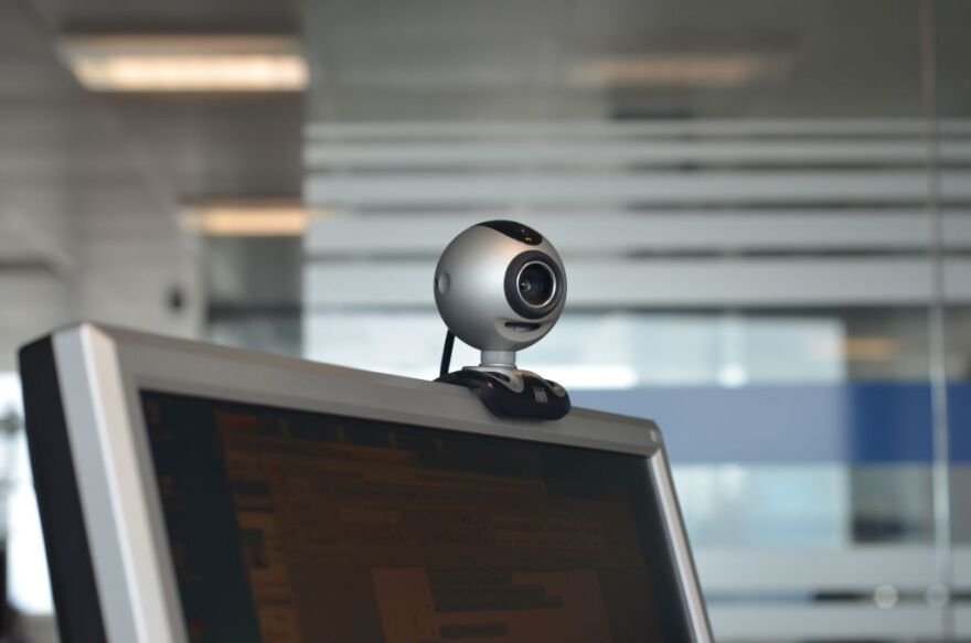 This photo shows a webcam on top of a computer at an office in London on June 1, 2011. AFP PHOTO/MAGAN CRANE (Photo credit should read MAGAN CRANE/AFP/Getty Images)