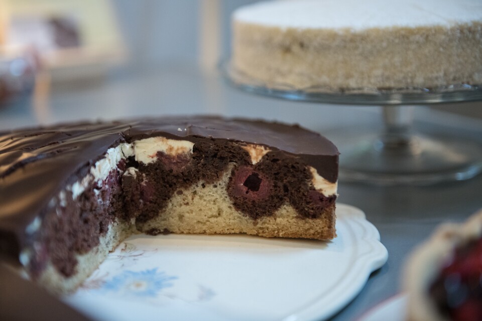 Vegan cafe No Milk Today serves vegan Donauwelle cake on January 27, 2018 in Berlin, Germany.