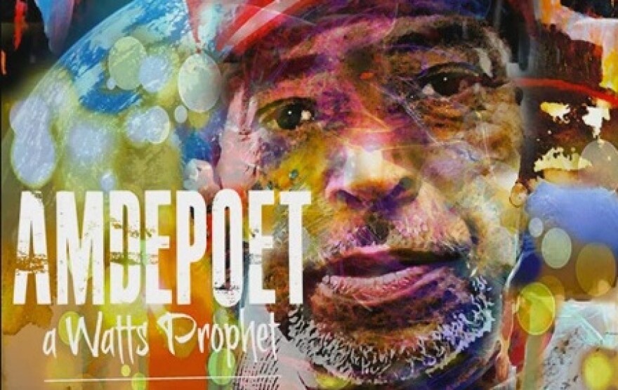 Amde Hamilton is one of the founding members of the legendary group, the Watts Prophets, along with Richard Dedeaux and Otis O' Solomon. (Screenshot from Amde Hamilton video, Difficultez Technical.)