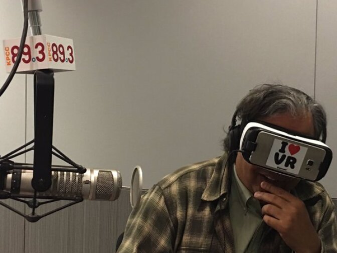 Wevr visited KPCC and gave The Frame's Senior Producer Oscar Garza a VR test drive.