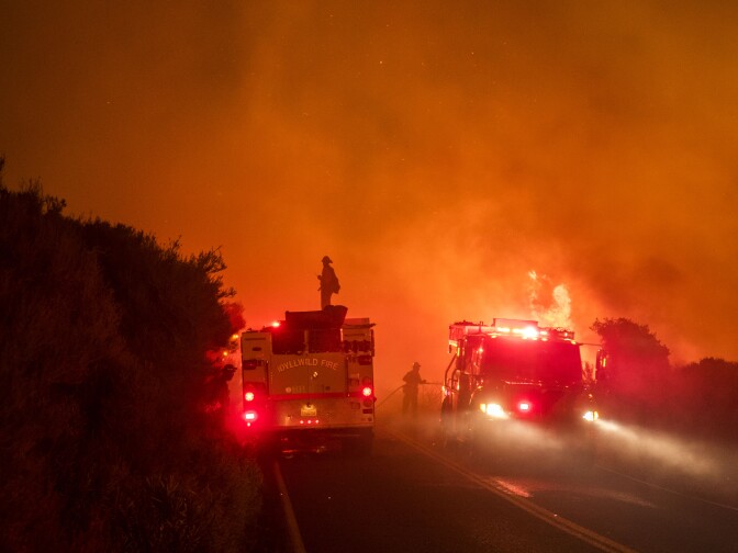 Firefighters try to prevent the Pilot Fire from burning over Highway 173 Sunday night. 


The Pilot Fire burns in the San Bernardino National Forest Sunday afternoon August 7th, 2016. The fire had burned over 1,500 acres and was threatening structures off of Highway 173.
