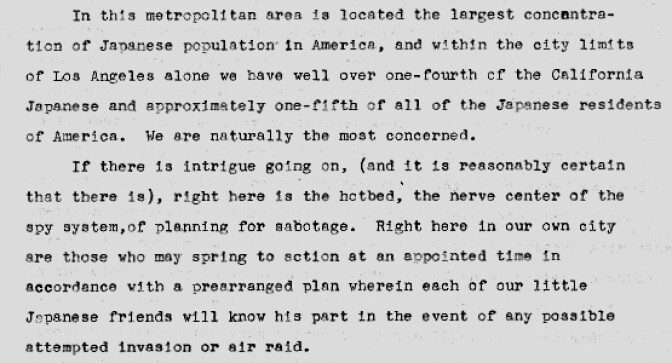 A radio speech LA Mayor Fletcher Bowron delivered on February 5, 1942.