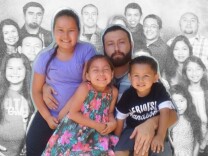 David Ordaz, Jr. poses for a photo with his children 