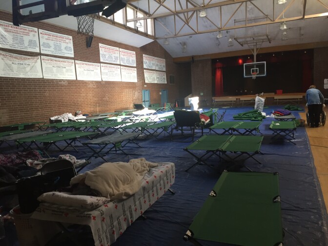 The Red Cross set up an emergency shelter for Creek Fire evacuees at the Branford Recreation Center in Arleta. 
