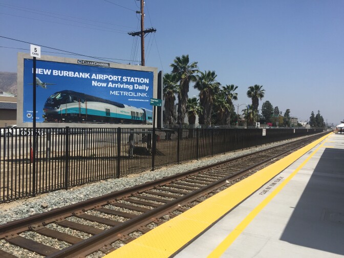 A new station on the Metrolink Antelope Valley Line serves the Hollywood Burbank Airport. A shuttle will take passengers to the terminal until the completion of new terminals within walking distance.