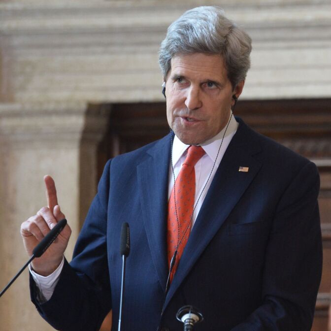 U.S. Secretary of State John Kerry during a news conference in Rome. Kerry flew into Afghanistan on an unannounced visit Monday to see President Hamid Karzai amid concerns the Afghan president may be jeopardizing progress in the war against extremism with his anti-American rhetoric.