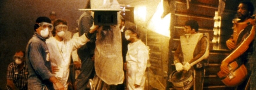 On the Ceti Alpha 5 set with the cast and crew of "Star Trek 2: The Wrath of Khan."
