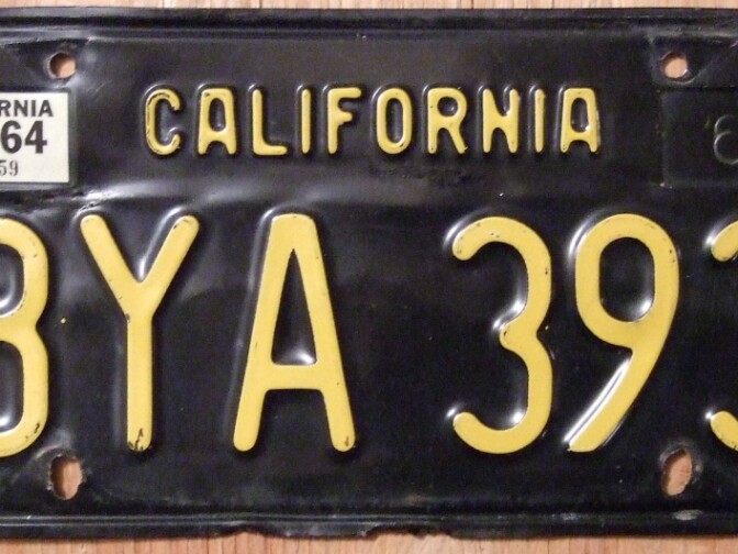 The black license plate with yellow lettering was used in California in the 1960s. It's the first plate to reach the minimum number of preorders needed to make it available to motorists under the state's new legacy license plate program.