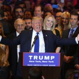 NEW YORK, NY - APRIL 19:  Republican Presidential candidate Donald Trump speaks after winning the New York state primary on April 19, 2016 in New York City. Trump held the press conference at Trump Tower in Manhattan.  (Photo by John Moore/Getty Images)