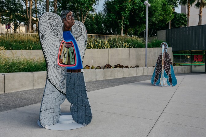 Alvaro Marquez's angel at the "We are Los Angeles" exhibit at Grand Park.