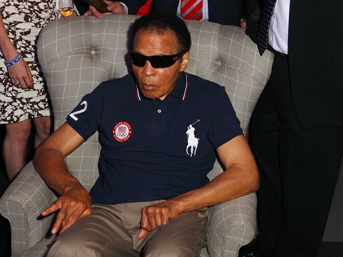 2012: Muhammad Ali attends the U.S. Olympic Committee Benefit Gala at USA House at the Royal College of Art in London, England.