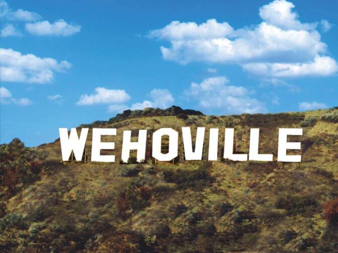 Wehoville's logo in the style of the famous Hollywood sign