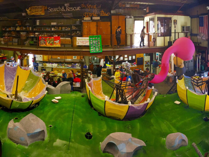 Sierra Madre Rose Float Association's "Rollin' on the River" float uses more than 30,000 flowers. The float will be in the 2016 Rose Parade on New Year's Day.