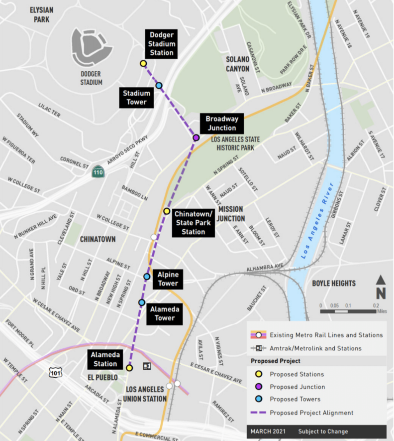 A map of the proposed aerial gondola route.