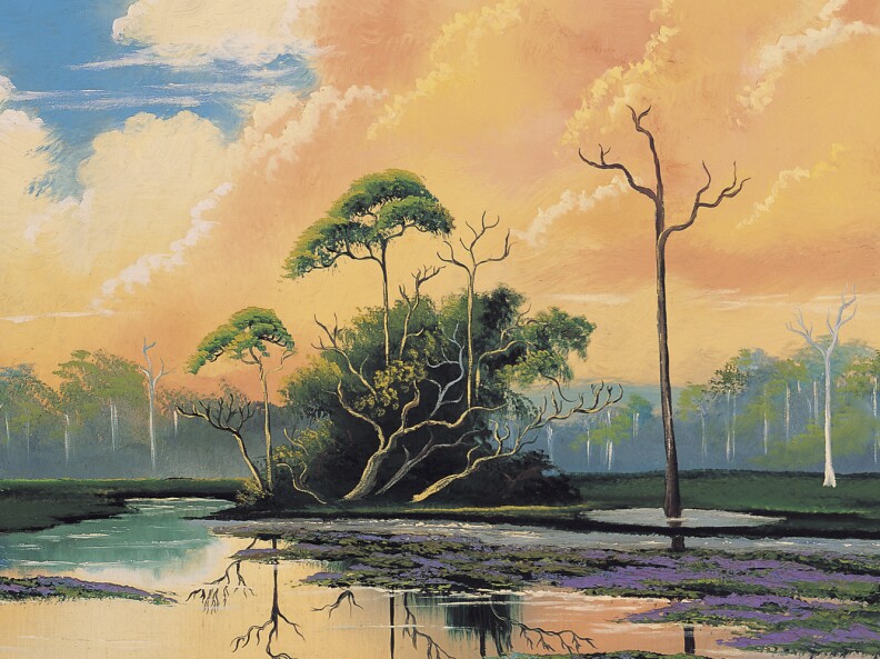 A painting by Mary Ann Carroll, one of 26 painters known as The Highwaymen, who were inducted into the Florida Artists Hall of Fame in 2004.