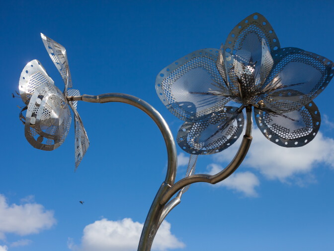 Local artists helped in the design of the newly completed Serenity Park in Watts. The park includes exercise equipment, walking path and innovative playground equipment.