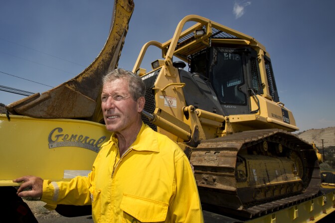 Bulldozer driver Wilson Pate in Wrightwood, California on August 18th, 2016.